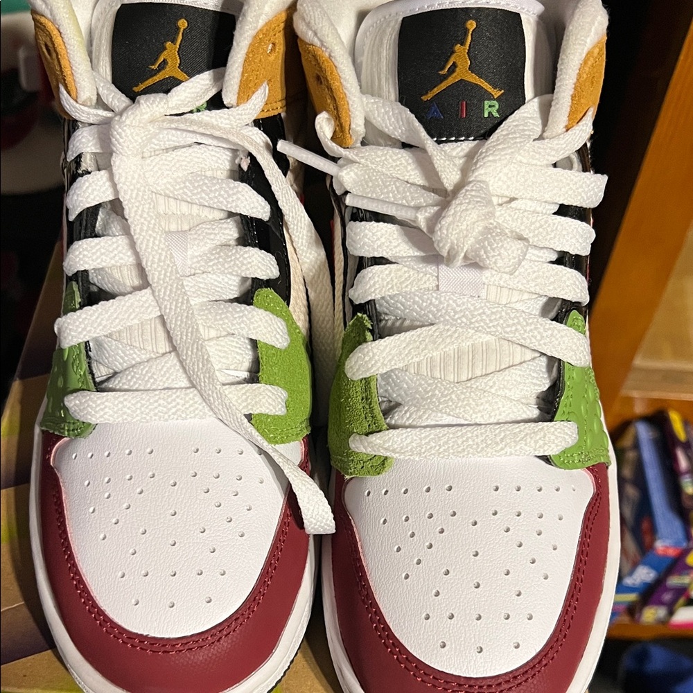 Jordan Kids Sneakers in Red, Green, and White